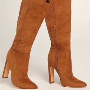 Shakirah Chestnut Faux Suede Knee High Boots from LuLu’s